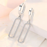 S925 Silver Earrings 42MM Rectangle Zircon Women Christmas Jewelry