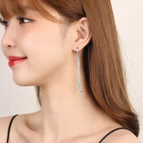 S925 Silver Tassel Zircon Earrings Wedding Jewelry