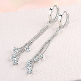 S925 Silver Tassel Zircon Earrings Wedding Jewelry