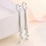 S925 Silver Tassel Zircon Earrings Wedding Jewelry