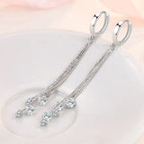 S925 Silver Tassel Zircon Earrings Wedding Jewelry