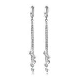 S925 Silver Tassel Zircon Earrings Wedding Jewelry