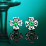 S925 Sterling Silver Emerald Light Earrings High-end Party Jewelry
