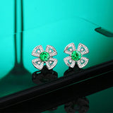S925 Sterling Silver Emerald Light Earrings High-end Party Jewelry