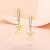 S925 Sterling Silver Angel Wings Zircon Earrings Wedding Party Gift