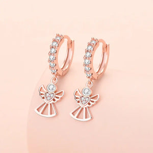S925 Sterling Silver Angel Wings Zircon Earrings Wedding Party Gift
