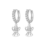 S925 Sterling Silver Angel Wings Zircon Earrings Wedding Party Gift