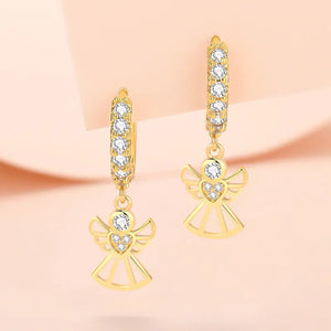 S925 Sterling Silver Angel Wings Zircon Earrings Wedding Party Gift