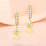 S925 Sterling Silver Angel Wings Zircon Earrings Wedding Party Gift