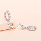 S925 Sterling Silver Angel Wings Zircon Earrings Wedding Party Gift