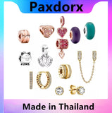 Sterling Silver Pig Safety Chain Charm Bead for Pandora Bracelet