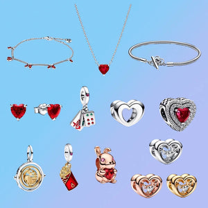 925 Silver Chinese Year Series Heart Earrings Bracelet Gift
