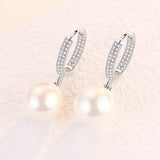 S925 Sterling Silver Pearl Earrings with Zircon, Wedding Jewelry