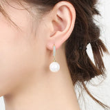 S925 Sterling Silver Pearl Earrings with Zircon, Wedding Jewelry