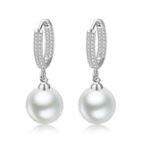 S925 Sterling Silver Pearl Earrings with Zircon, Wedding Jewelry