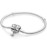 S925 Crown Pan Charm Bracelet Flower Heart Clasp Bangle