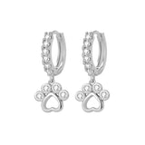 S925 Love Heart Cat Claw Zircon Earrings Wedding Jewelry