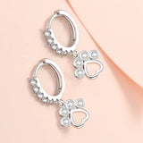 S925 Love Heart Cat Claw Zircon Earrings Wedding Jewelry