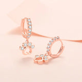 S925 Love Heart Cat Claw Zircon Earrings Wedding Jewelry