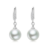 Elegant 925 Silver Zircon Pearls Earrings Wedding Party Jewelry
