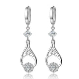 S925 Sterling Silver Zircon Earrings 46MM Hollow Water Drop Earrings