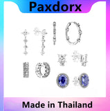 S925 Sterling Silver Pan Earrings Crystal Women DIY Wedding Jewelry