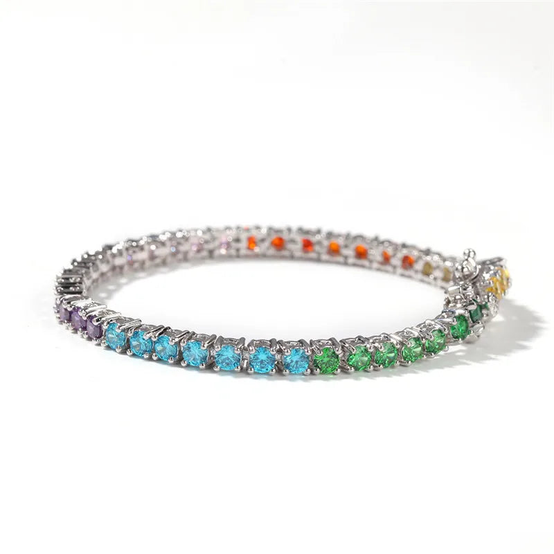 Colorful CZ Tennis Bracelet Classic Chain for Women