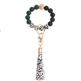 Silicone Keychain Wood Beads Charm Bracelet & Bangle Keyring Women Accessories
