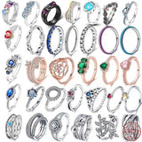 Silver 925 Ring Stackable Infinite Heart Flower Women's Jewelry