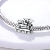 925 Silver Graduation Books Flowers Charm Beads for Bracelet DIY