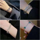 Silver Zircon Diamond Pull Bracelet Emerald Flash Bracelet