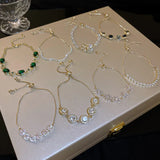 Silver Zircon Diamond Pull Bracelet Emerald Flash Bracelet