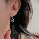 S925 Sterling Silver Water Drop Sapphire Earrings