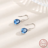 S925 Sterling Silver Water Drop Sapphire Earrings
