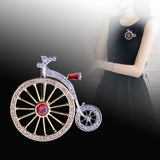 Stone Inlaid Bicycle Brooch Two-color Pin Student Accessories Jewelry