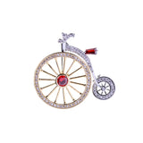 Stone Inlaid Bicycle Brooch Two-color Pin Student Accessories Jewelry