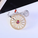 Stone Inlaid Bicycle Brooch Two-color Pin Student Accessories Jewelry