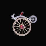 Stone Inlaid Bicycle Brooch Two-color Pin Student Accessories Jewelry
