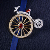 Stone Inlaid Bicycle Brooch Two-color Pin Student Accessories Jewelry
