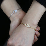 925 Silver CZ Charm Bracelet with Paper Clip Chain