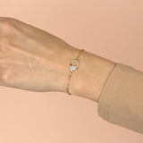 925 Silver CZ Charm Bracelet with Paper Clip Chain