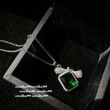 Sapphire Jewelry Set Green Cubic Zirconia 925 Silver