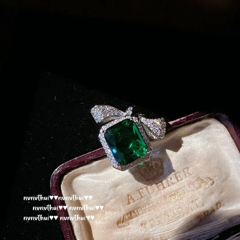 Sapphire Jewelry Set Green Cubic Zirconia 925 Silver