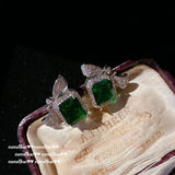 Sapphire Jewelry Set Green Cubic Zirconia 925 Silver