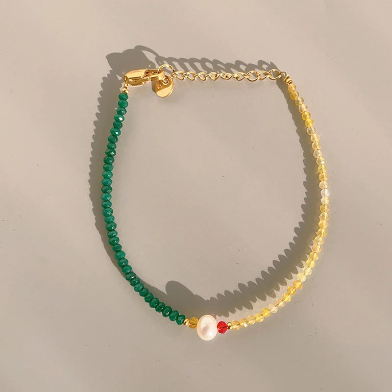 Faceted Beads Bracelets Natural Stone Beaded Bracelets Pearl Charm Bracelets