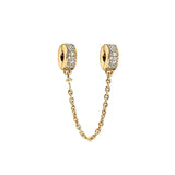 Clear Heart Charm 925 Silver Safety Chain Beads for Pan Bracelet