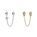 Clear Heart Charm 925 Silver Safety Chain Beads for Pan Bracelet