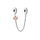 Clear Heart Charm 925 Silver Safety Chain Beads for Pan Bracelet