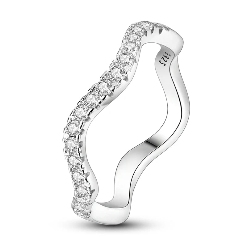 Sparkling Timeliness Pave Finger Ring 925 Sterling Silver Fine Engagement