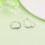 Sterling Silver Sparkling Wave Hoop Earrings with Crystals